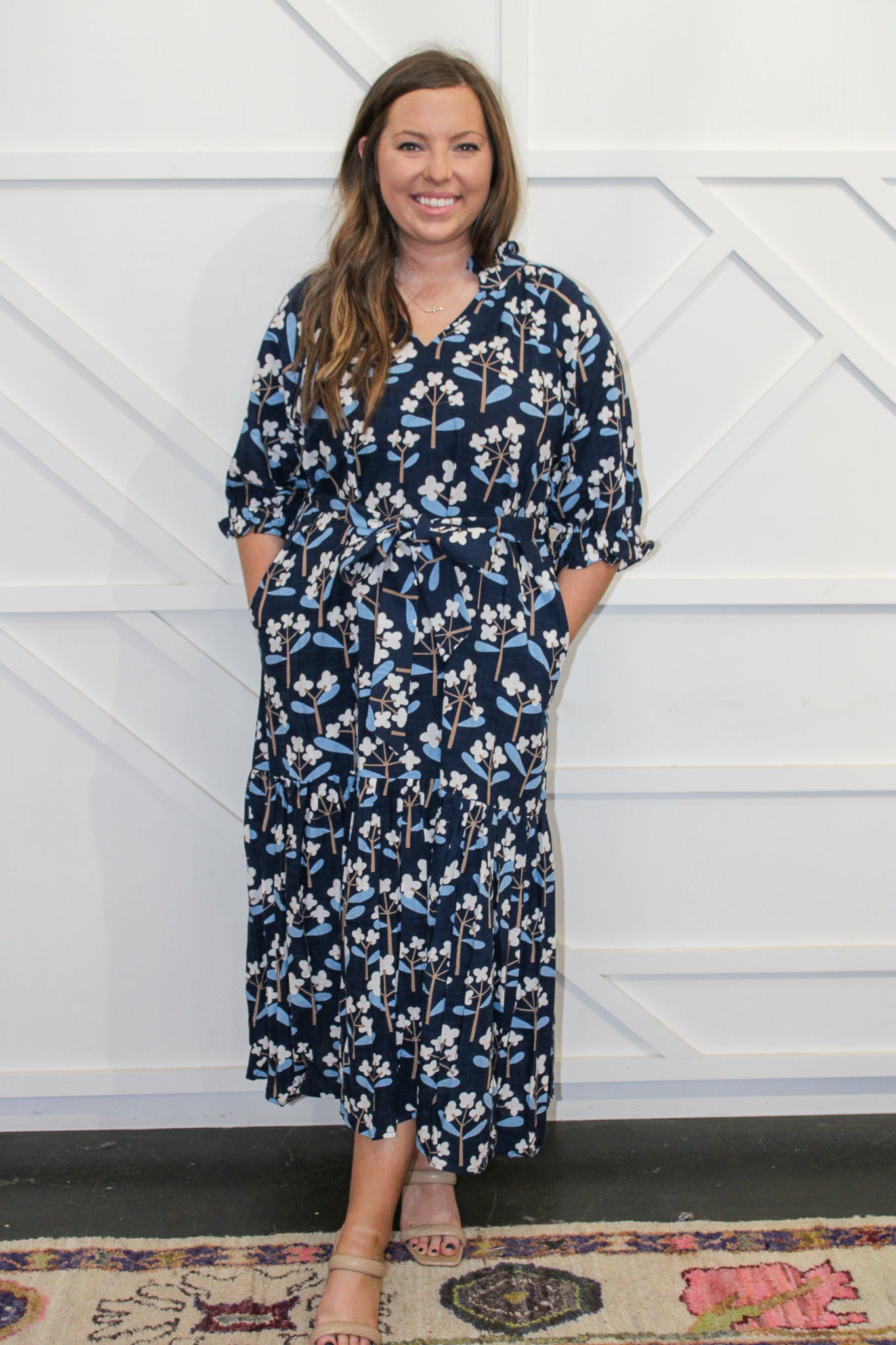 Ruffle Collar Midi Dress