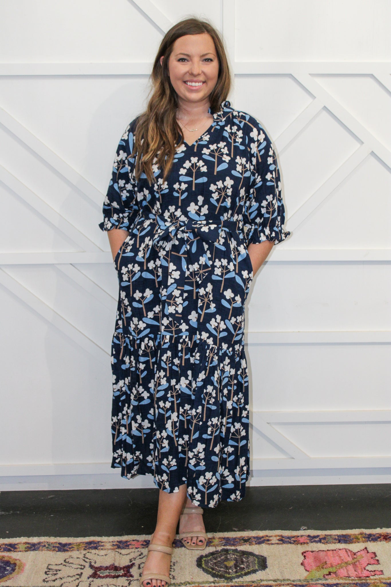 Ruffle Collar Midi Dress