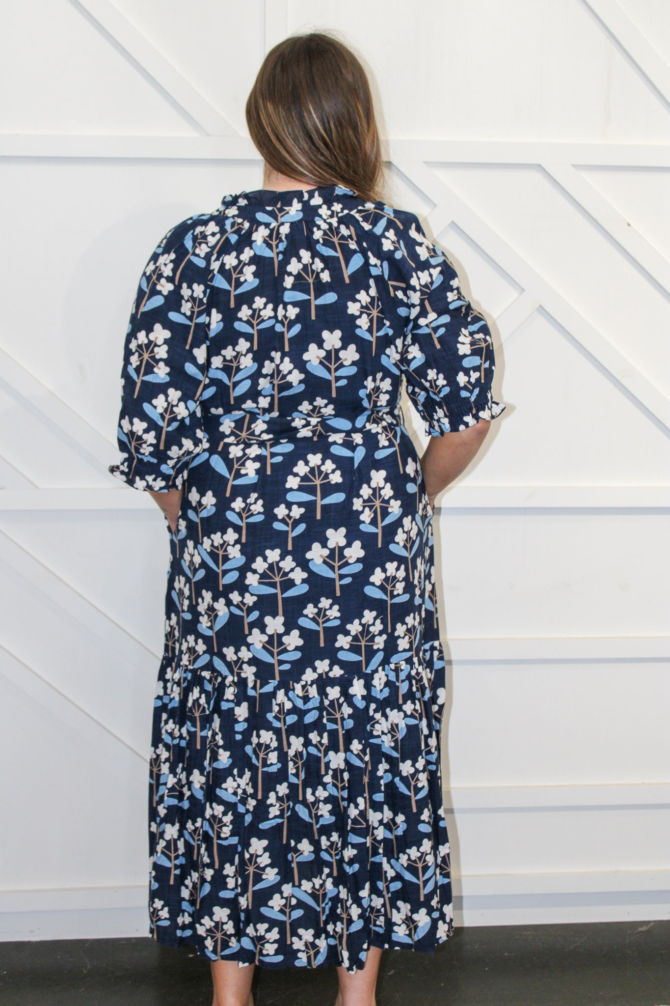 Ruffle Collar Midi Dress