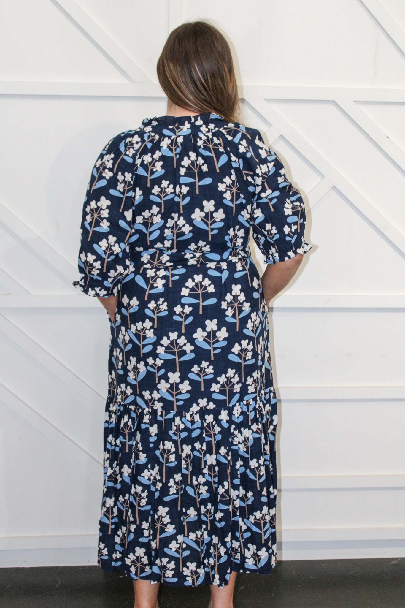 Ruffle Collar Midi Dress