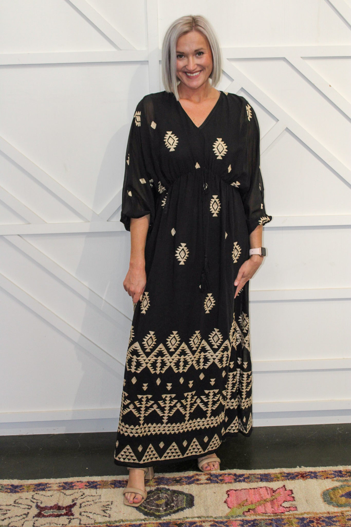 Beth Black & Gold Maxi Dress