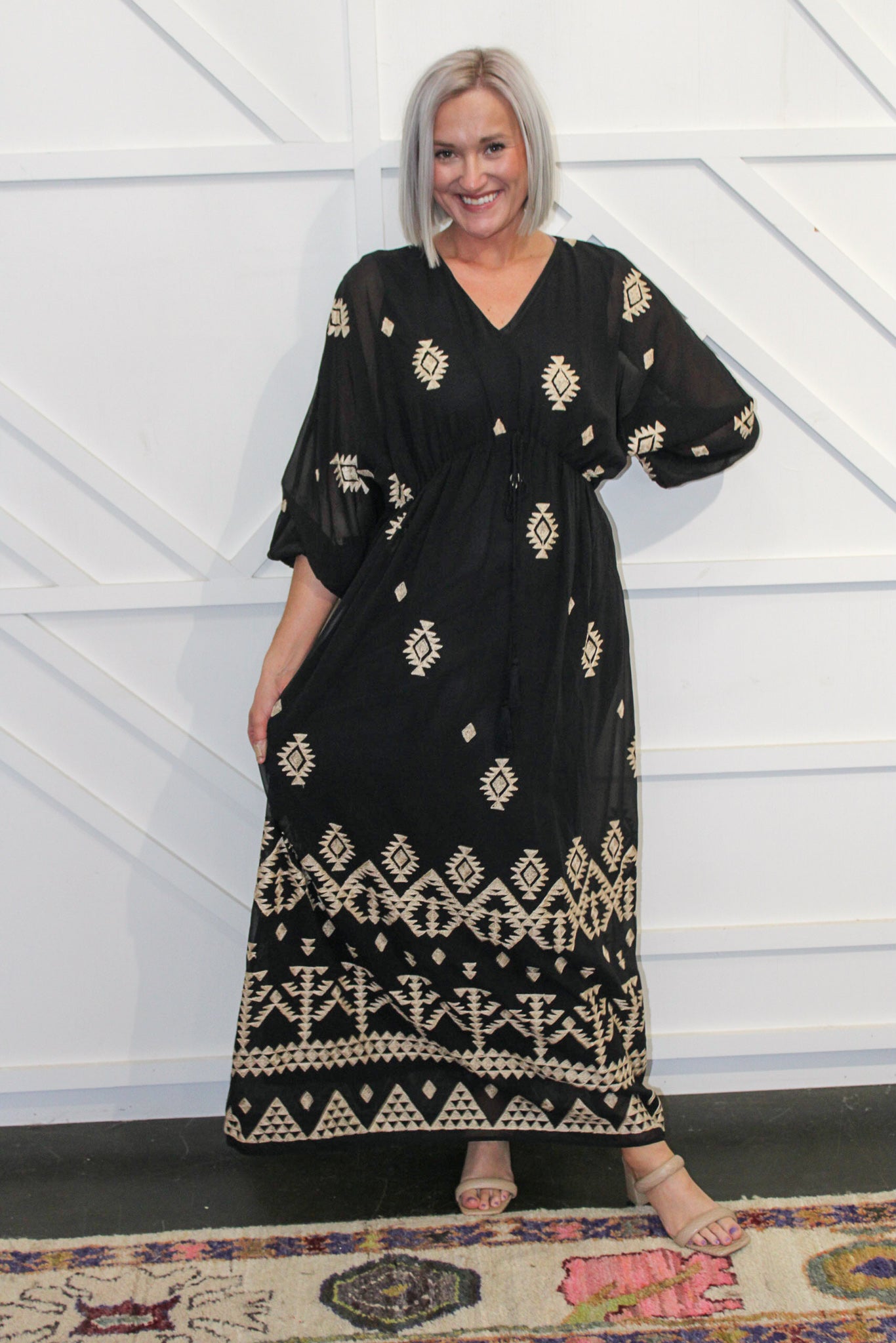 Beth Black & Gold Maxi Dress