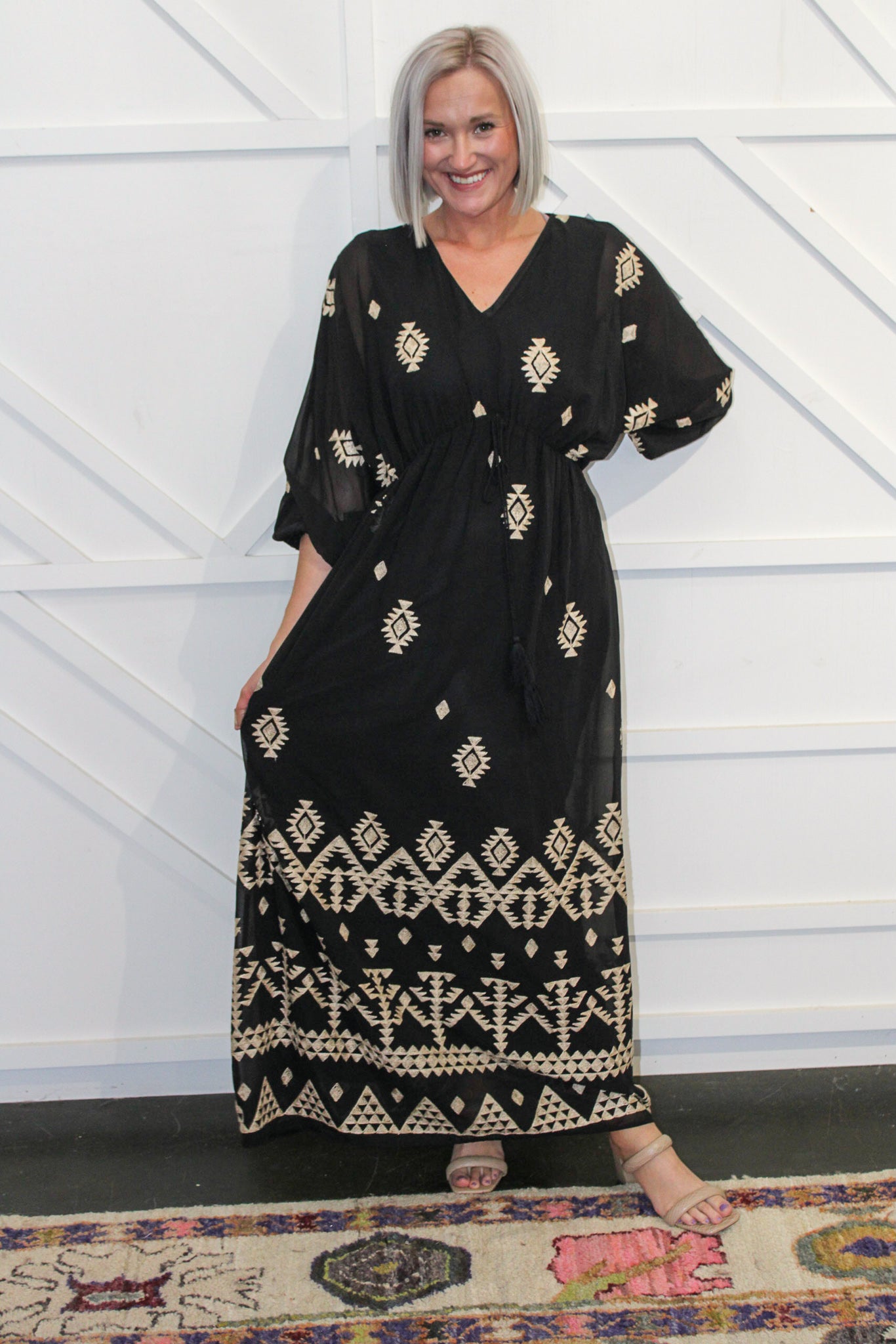 Beth Black & Gold Maxi Dress