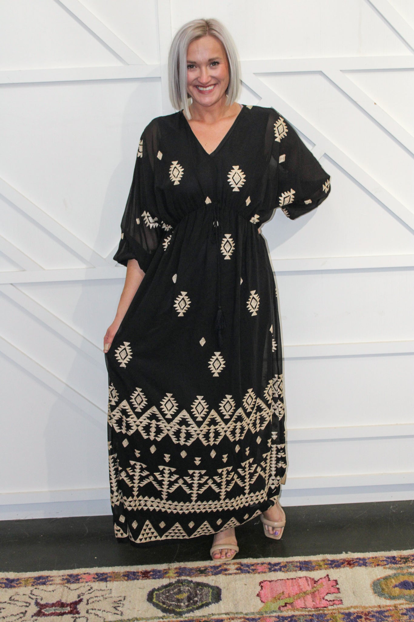 Beth Black & Gold Maxi Dress