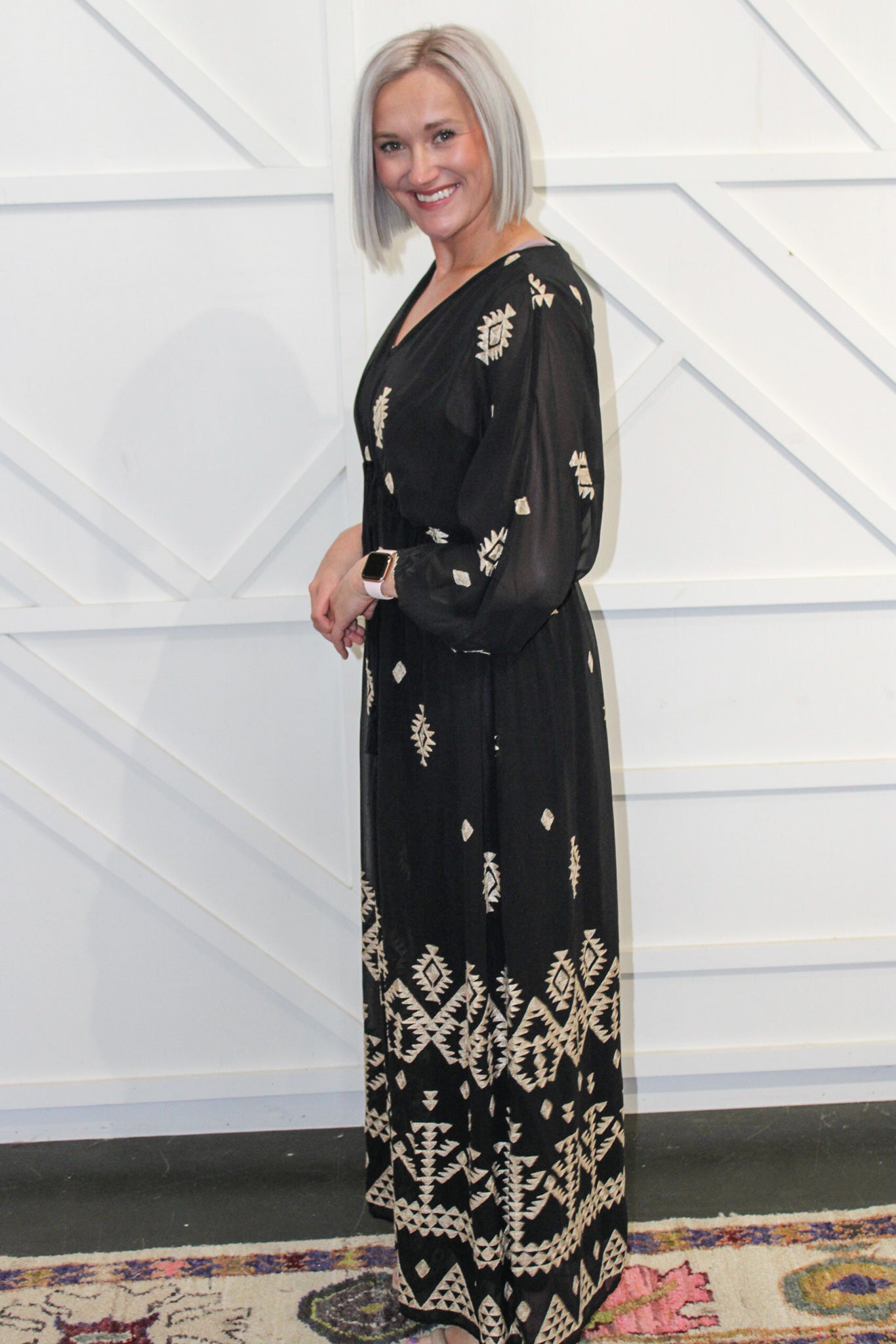 Beth Black & Gold Maxi Dress