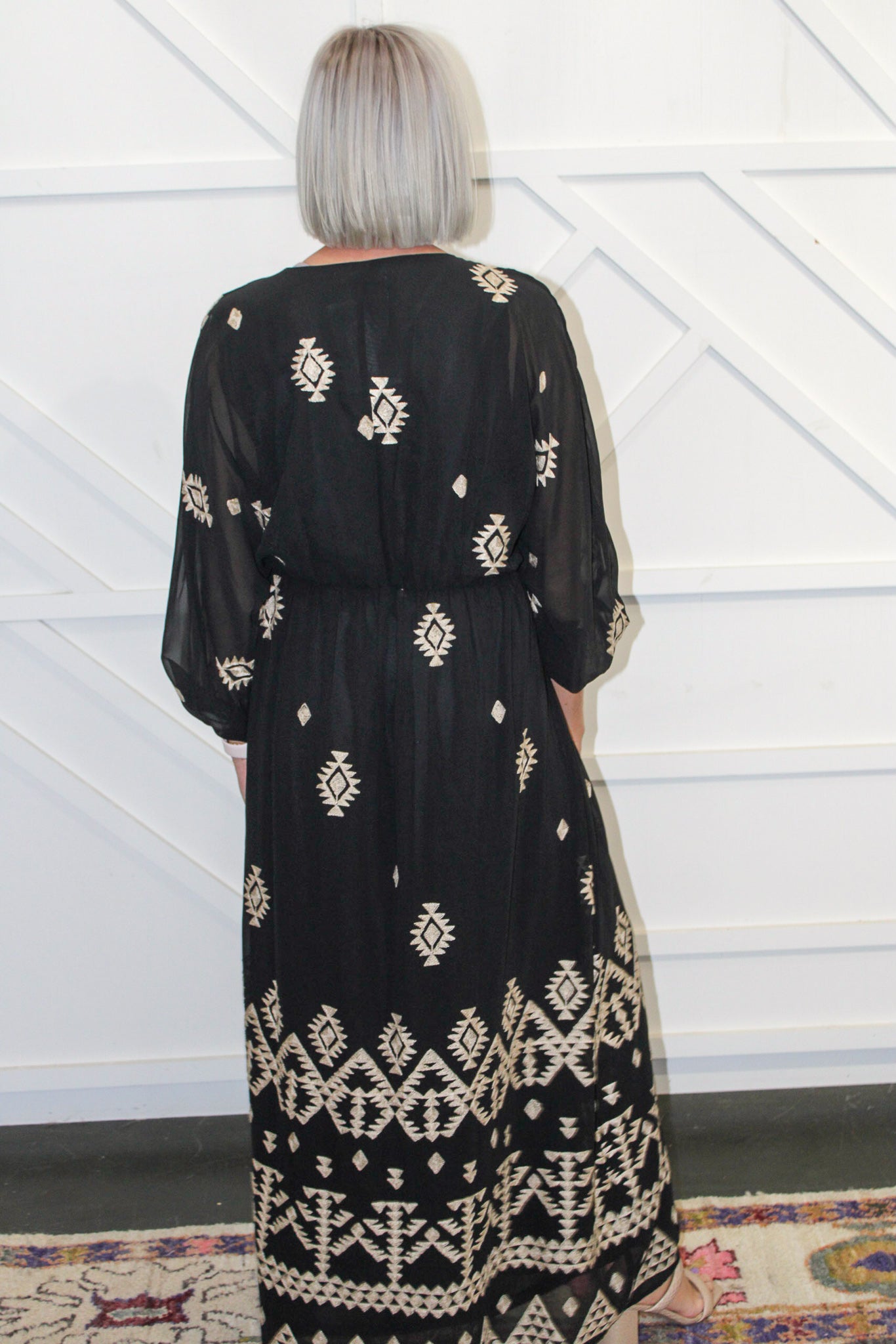 Beth Black & Gold Maxi Dress