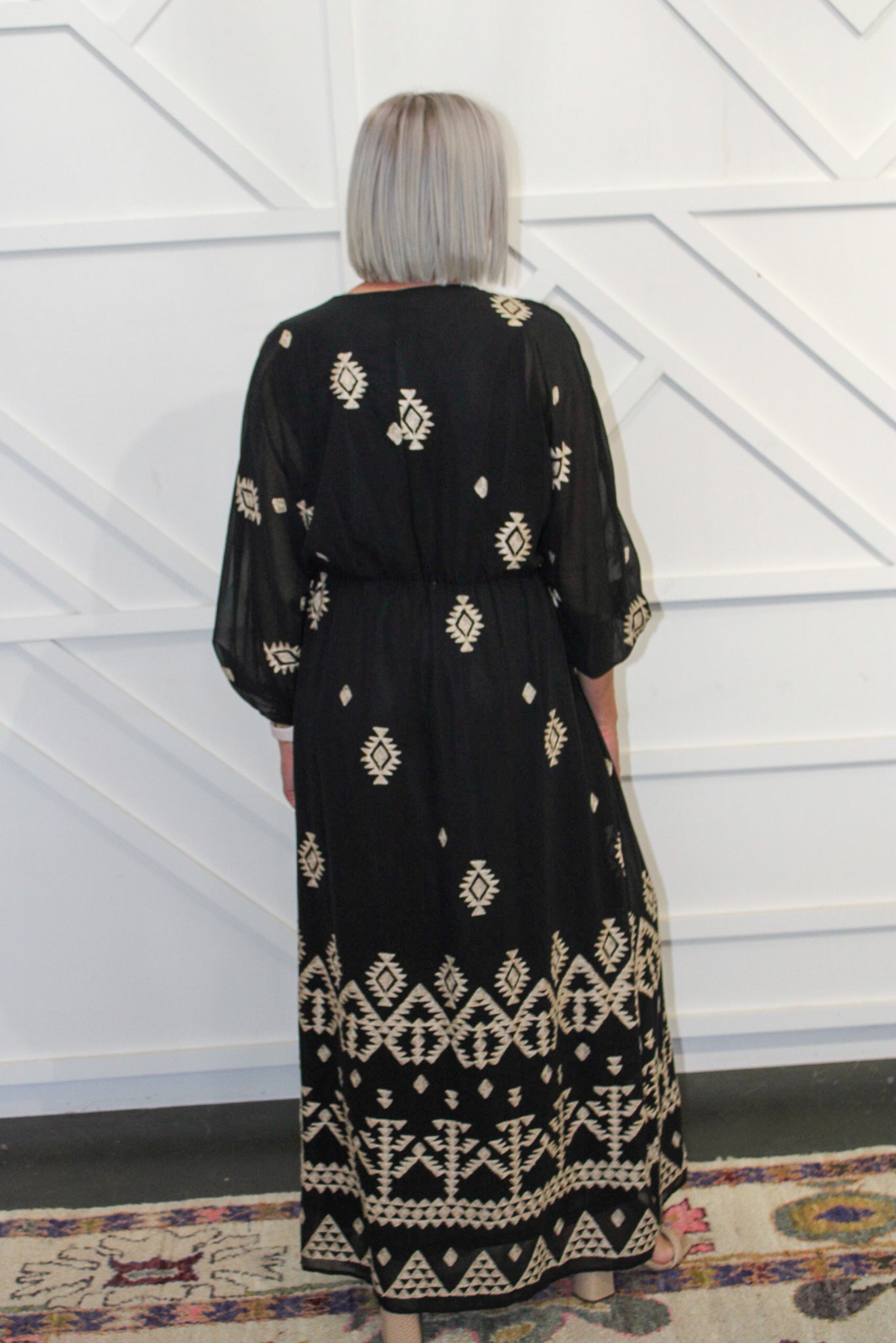 Beth Black & Gold Maxi Dress