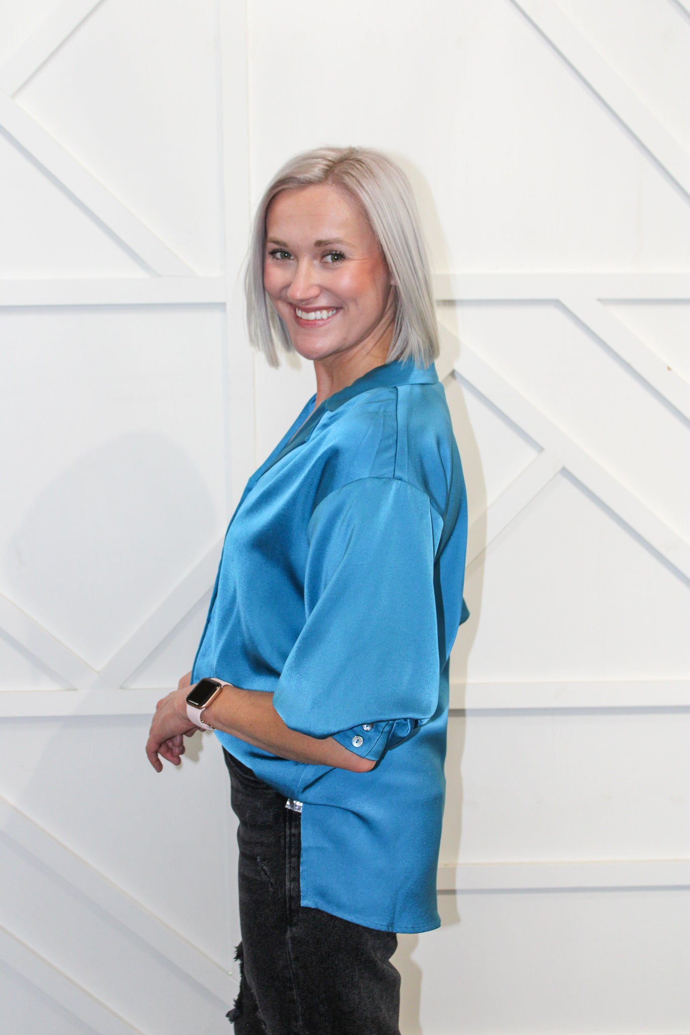 Norah Satin Button Down Top