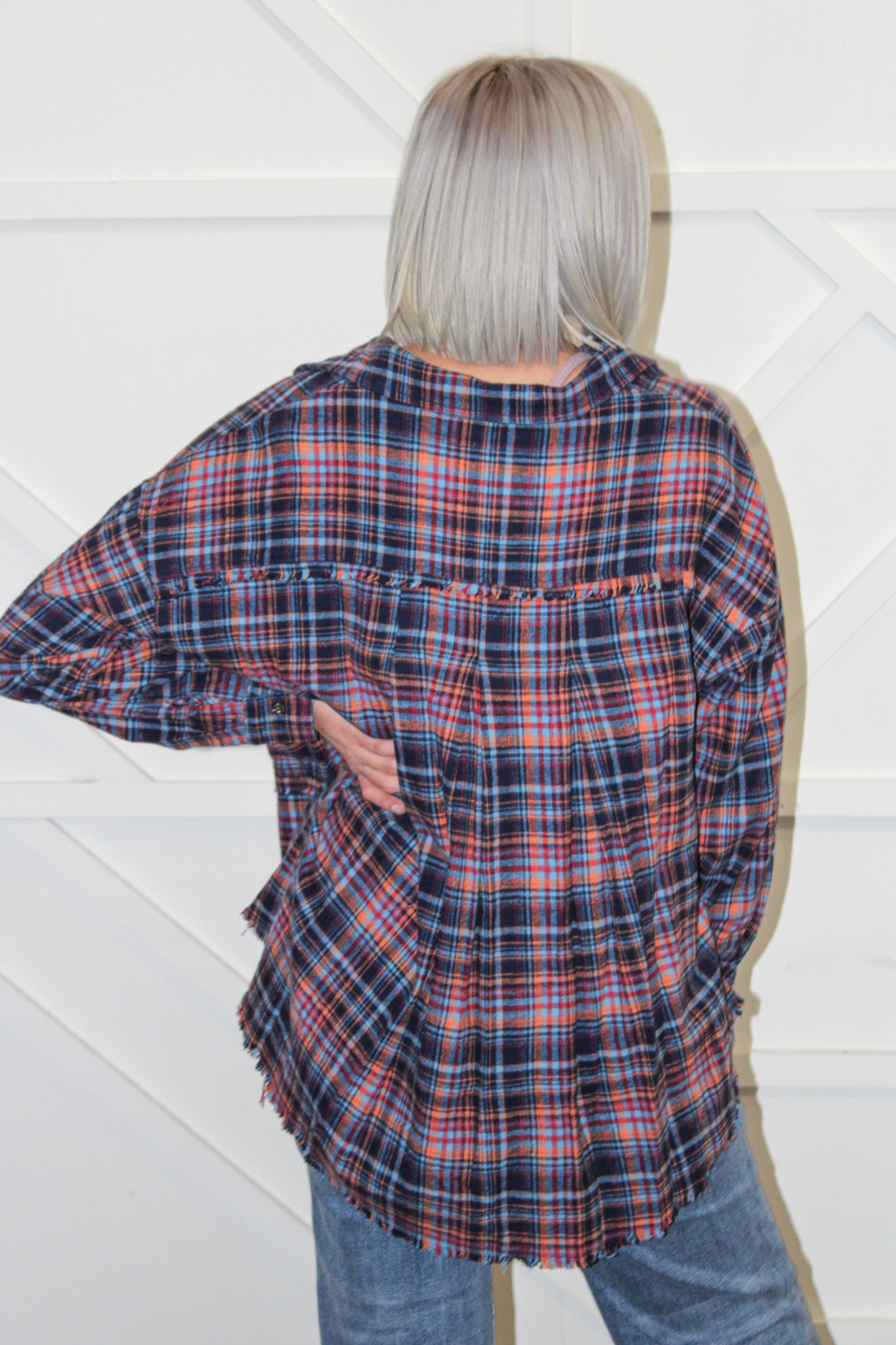 Clover Flannel Button Down Top
