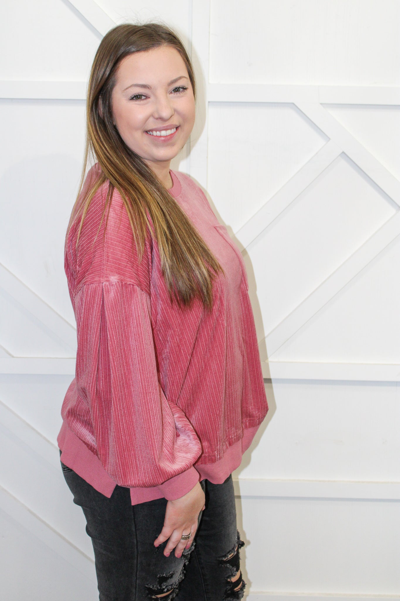 Bev Rib Velvet Boxy Top