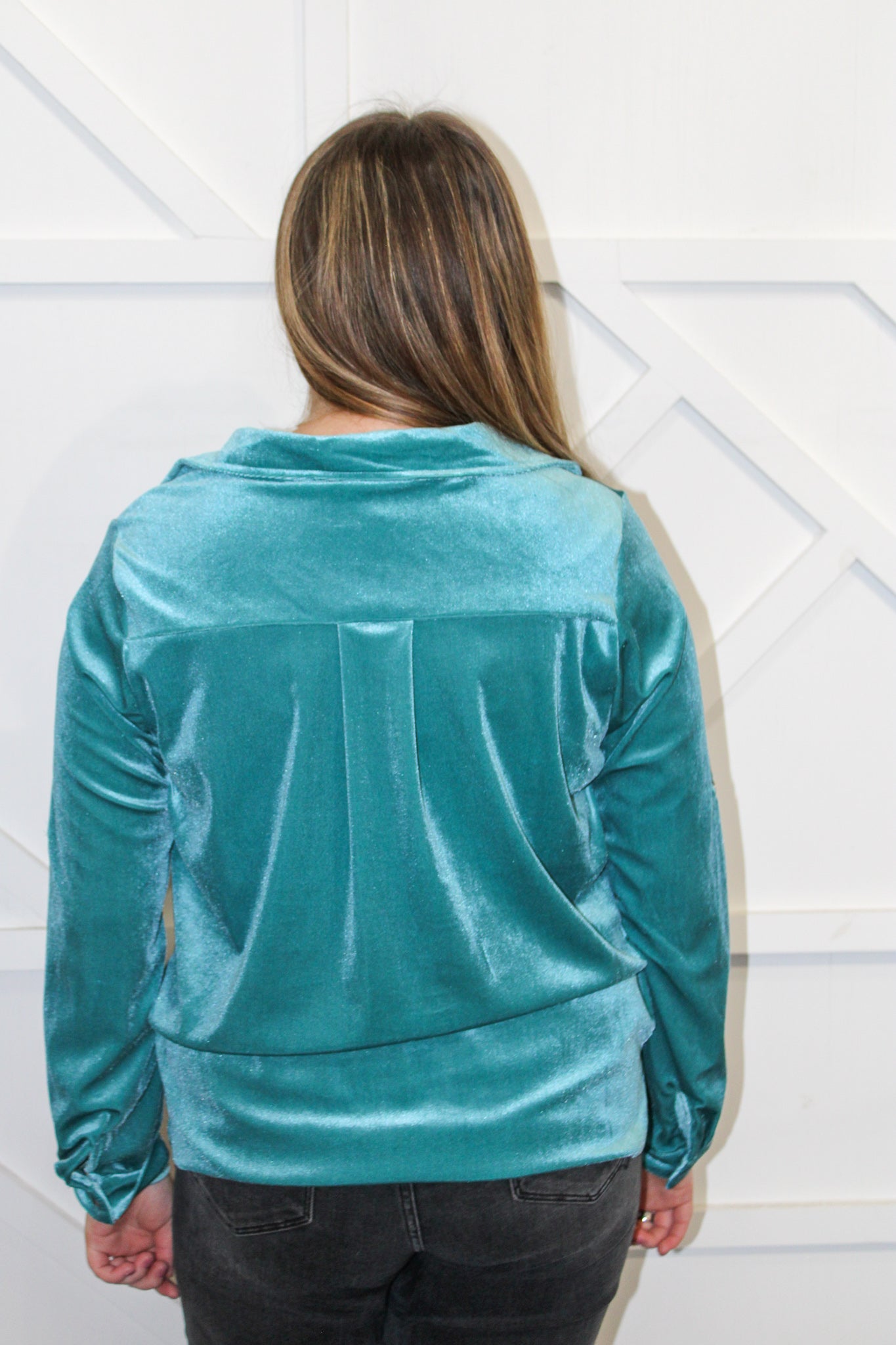 Carina Velvet Button Down Top