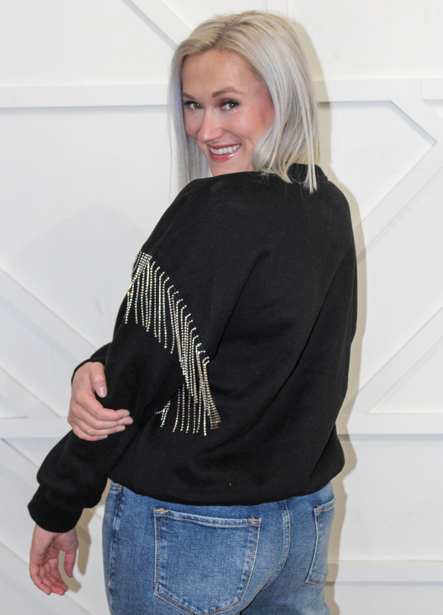 Amelia Rhinestone Sleeve Top