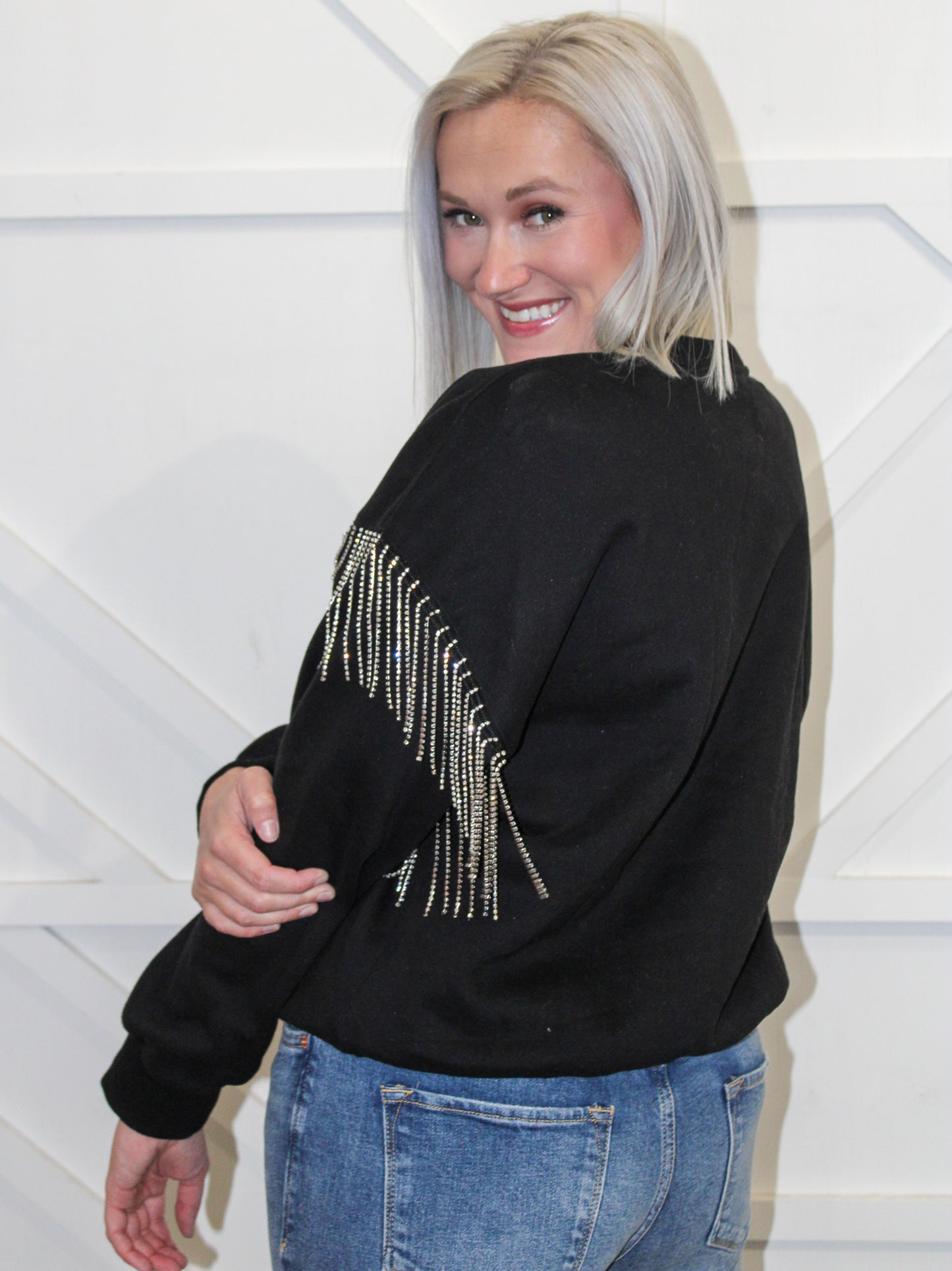 Amelia Rhinestone Sleeve Top