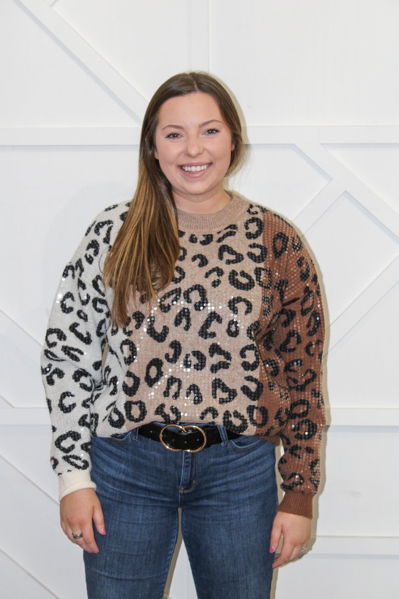 Delilah Sequin Taupe Sweater