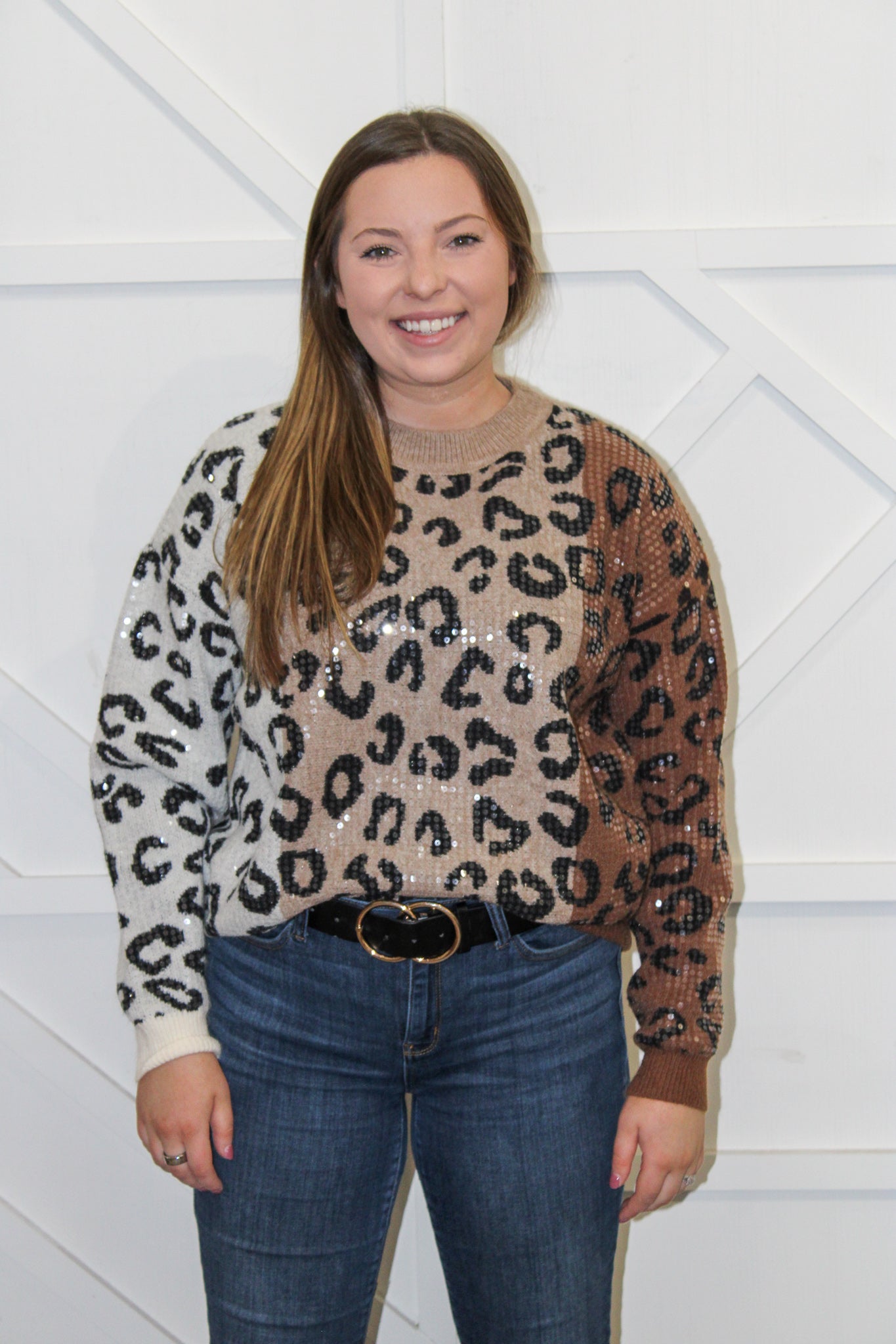 Delilah Sequin Taupe Sweater