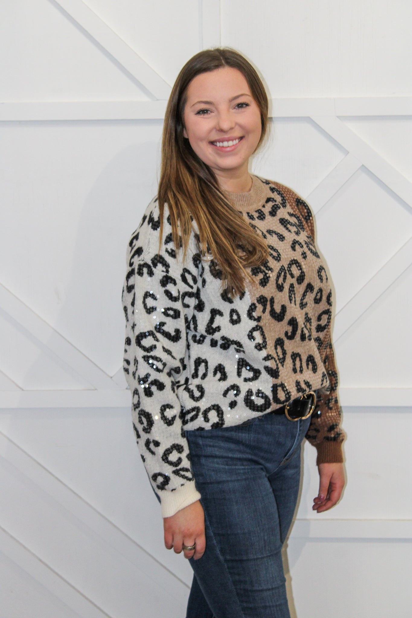Delilah Sequin Taupe Sweater