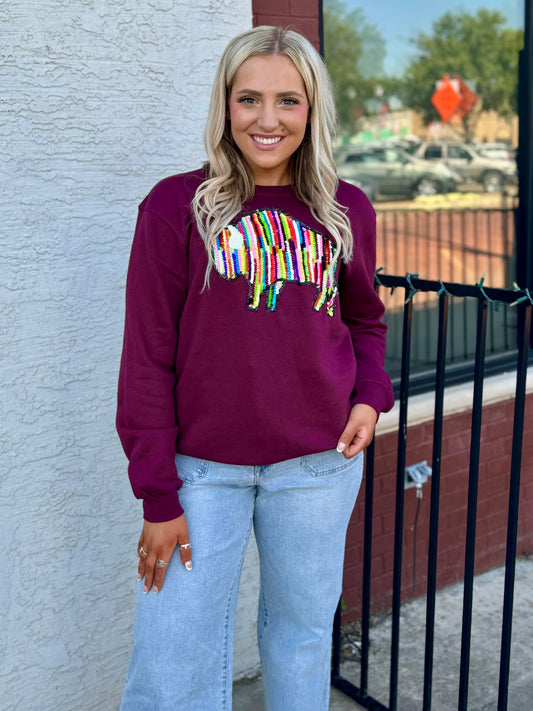 Sequin Buffalo Sweatshirt