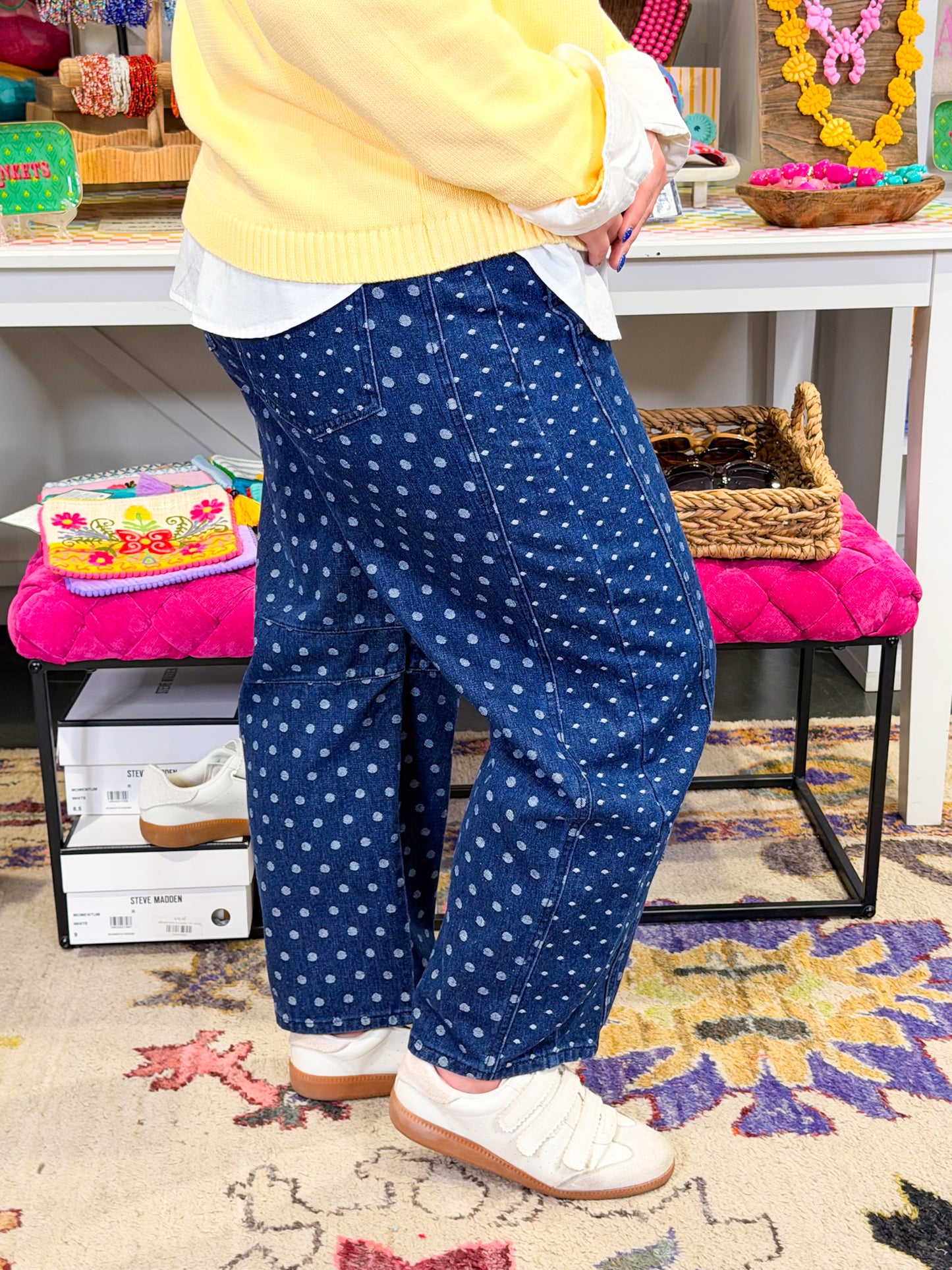 Polka Dot Barrel Jean