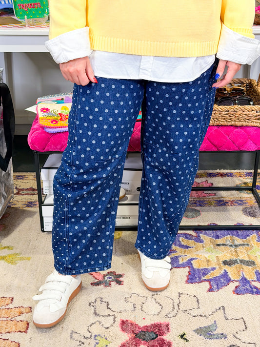 Polka Dot Barrel Jean