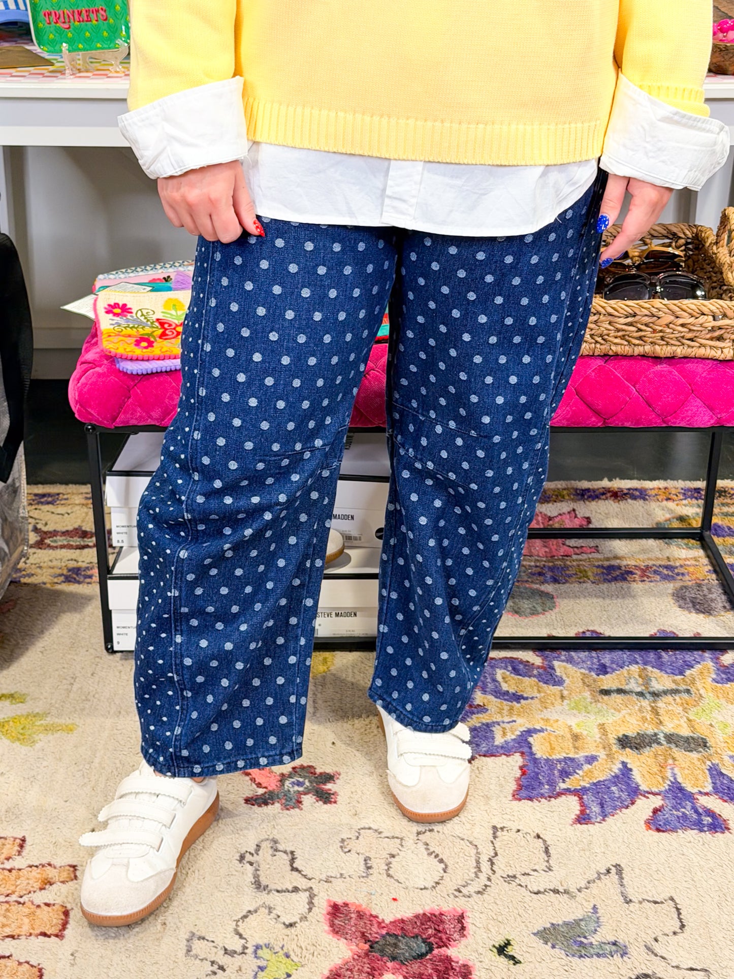 Polka Dot Barrel Jean