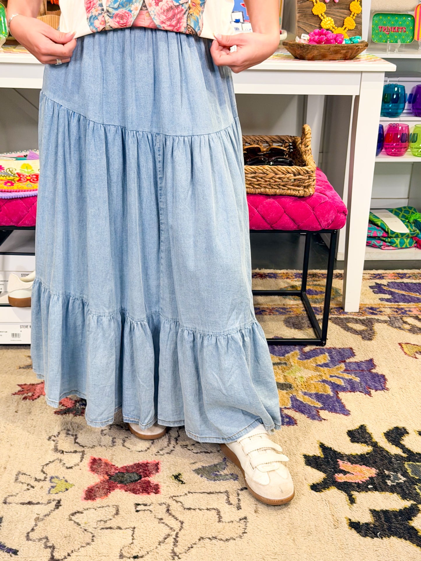 Snow Washed Maxi Skirt