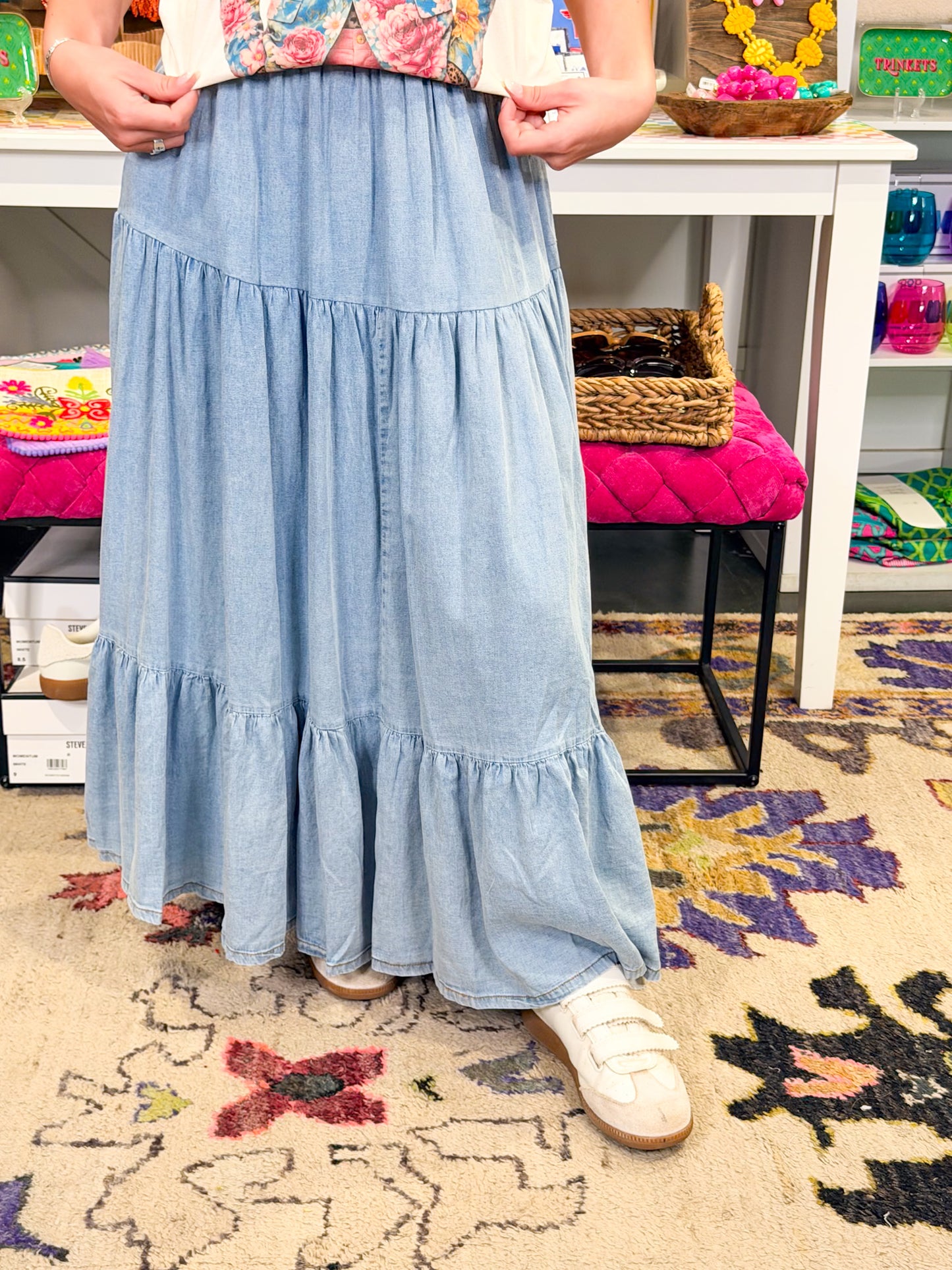Snow Washed Maxi Skirt