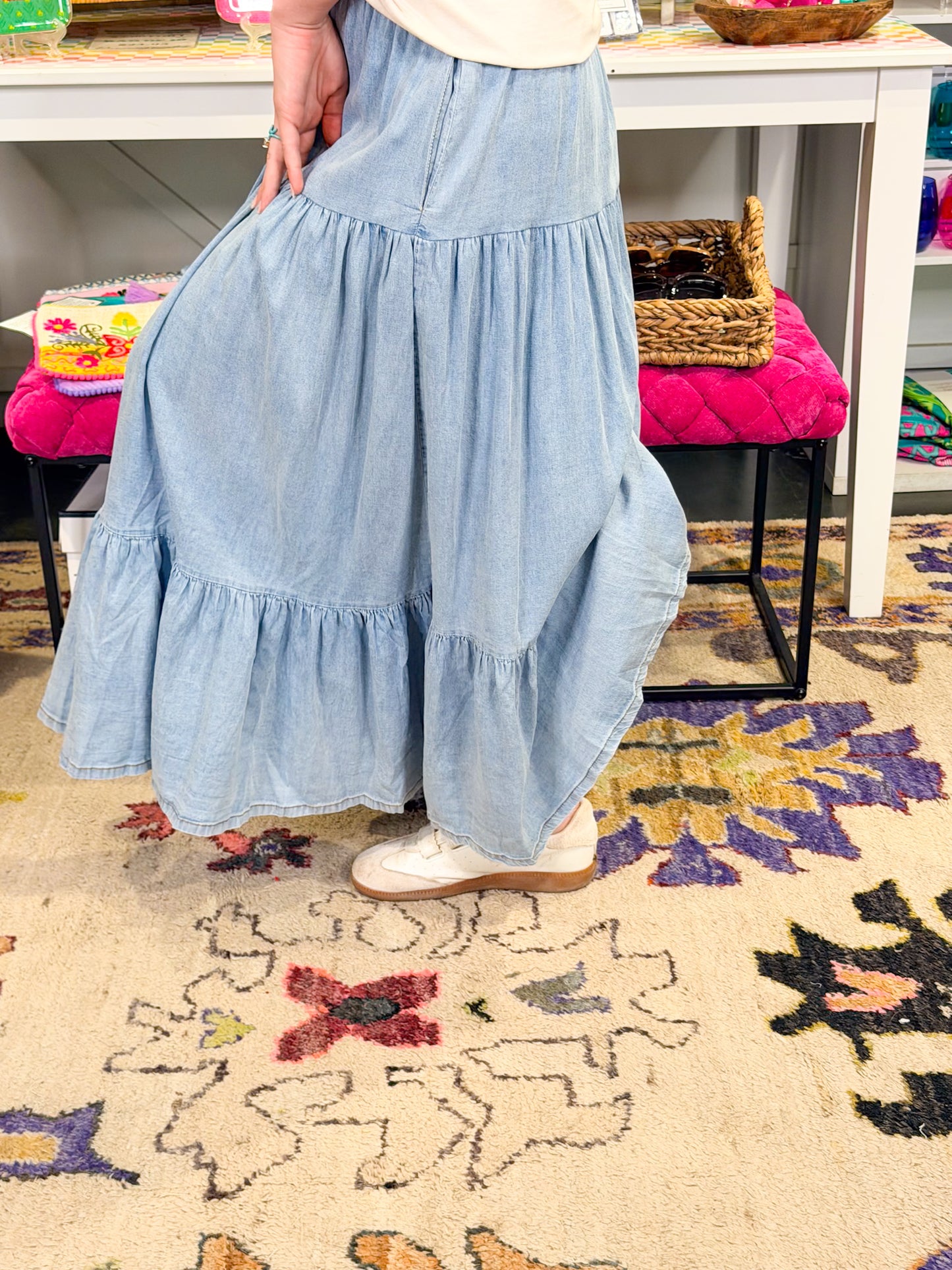 Snow Washed Maxi Skirt