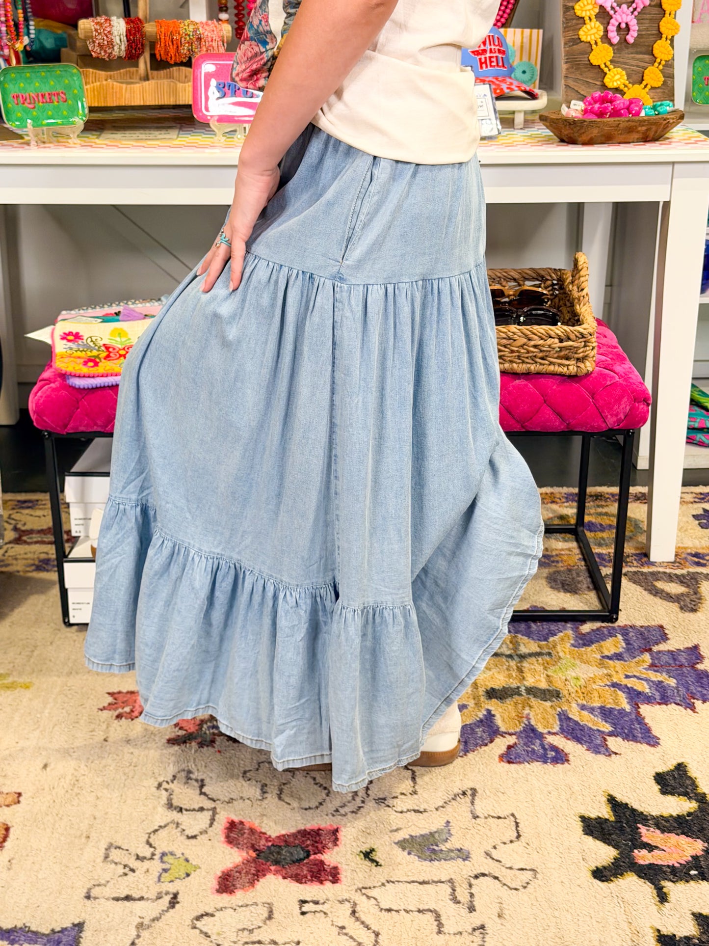 Snow Washed Maxi Skirt