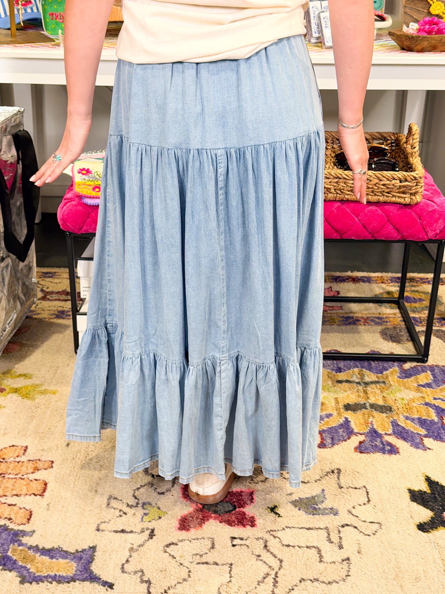 Snow Washed Maxi Skirt