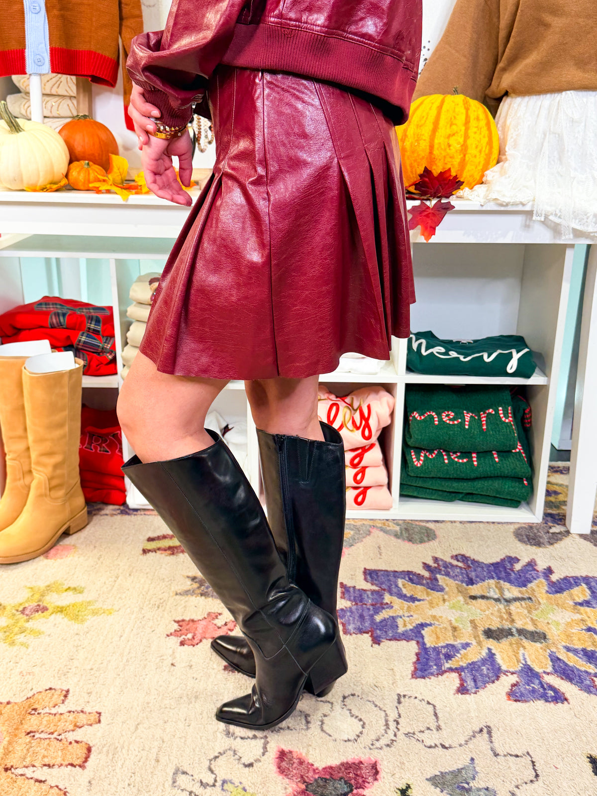 Pleated Front Mini Skirt