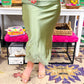 Elegant HW Satin Midi Skirt
