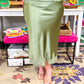 Elegant HW Satin Midi Skirt
