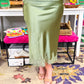 Elegant HW Satin Midi Skirt