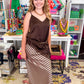 Stripe Satin Midi Skirt