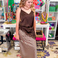 Stripe Satin Midi Skirt