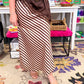 Stripe Satin Midi Skirt
