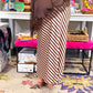Stripe Satin Midi Skirt