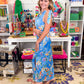 Floral Print Satin Midi Dress