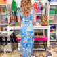Floral Print Satin Midi Dress