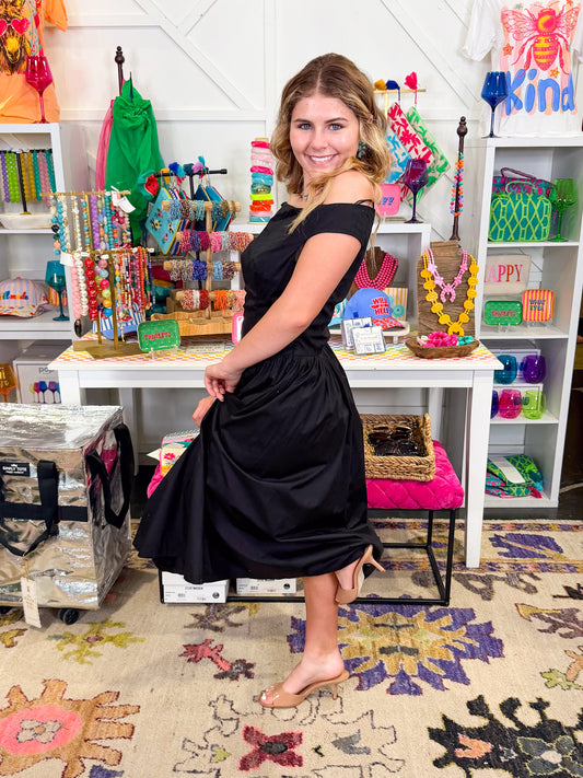 Georgia Black Midi Dress