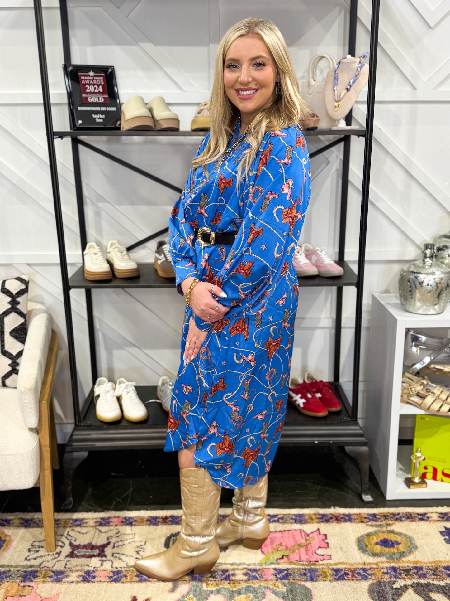 Western Print Maxi Dress