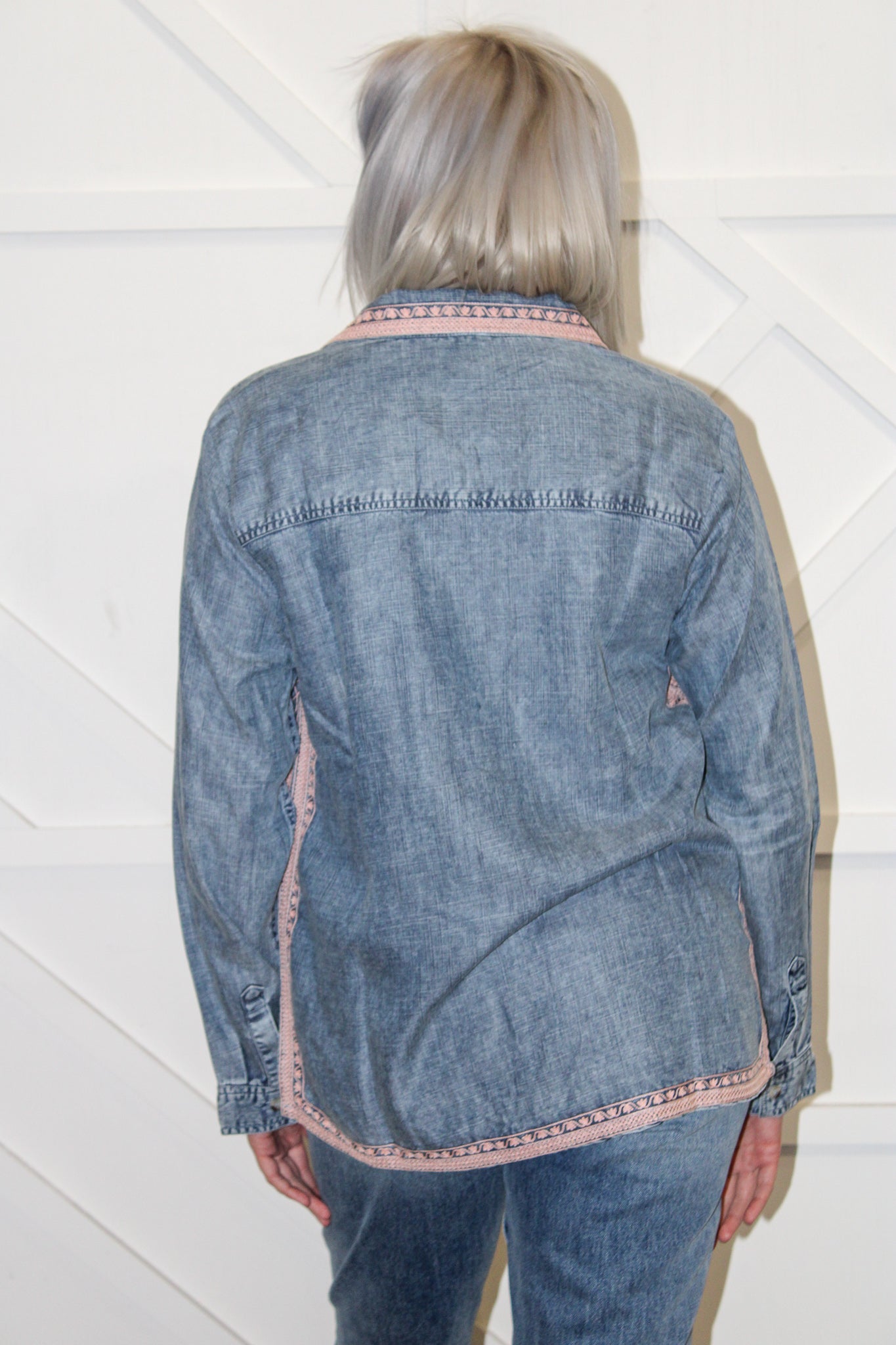 Embroidered Denim Top