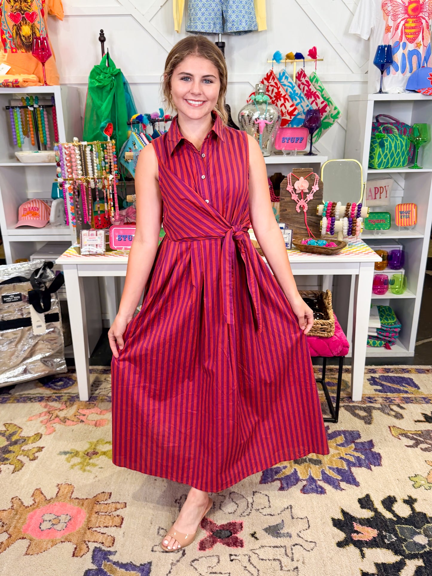 Jenni Striped Midi Dress