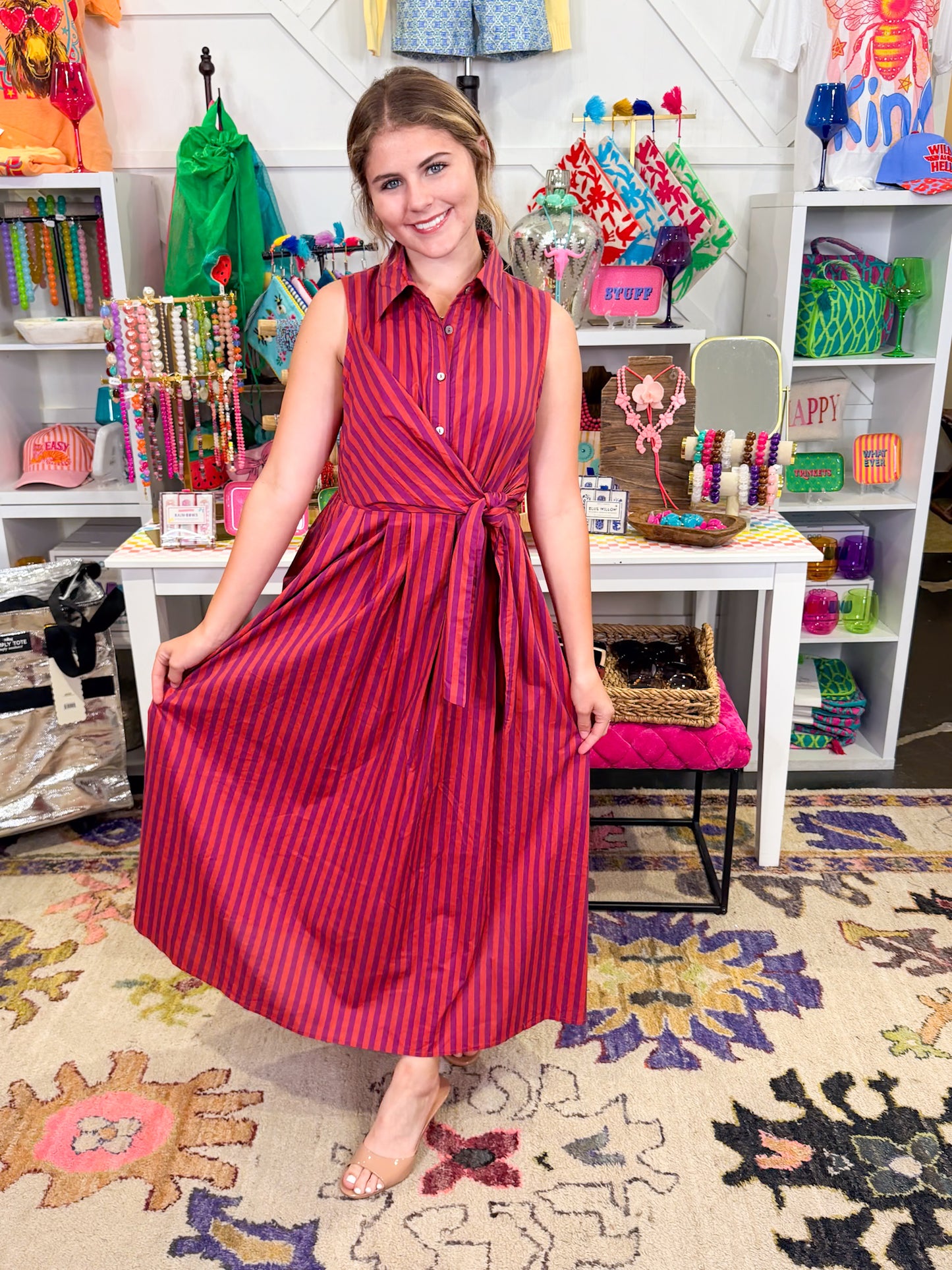 Jenni Striped Midi Dress