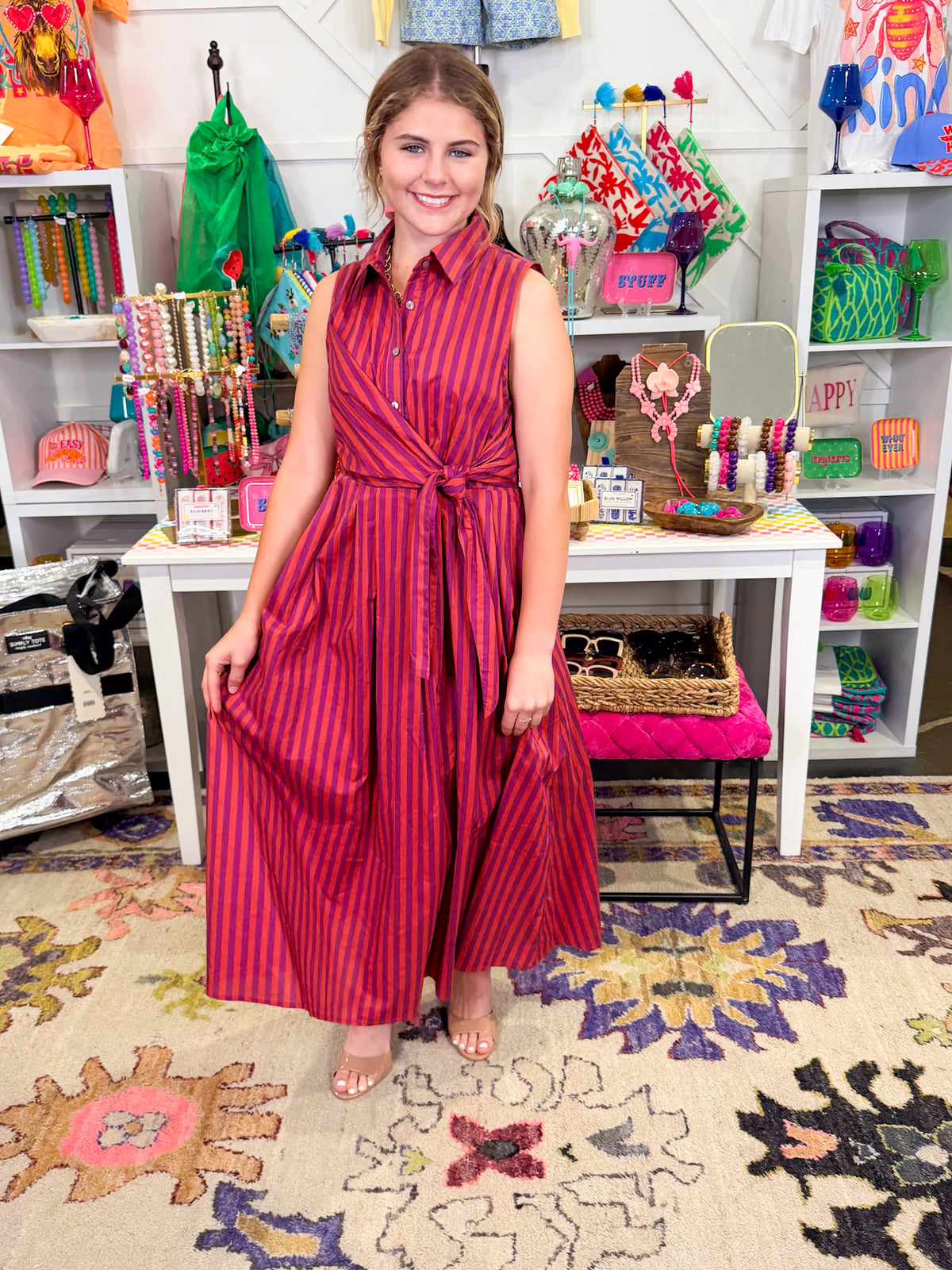 Jenni Striped Midi Dress
