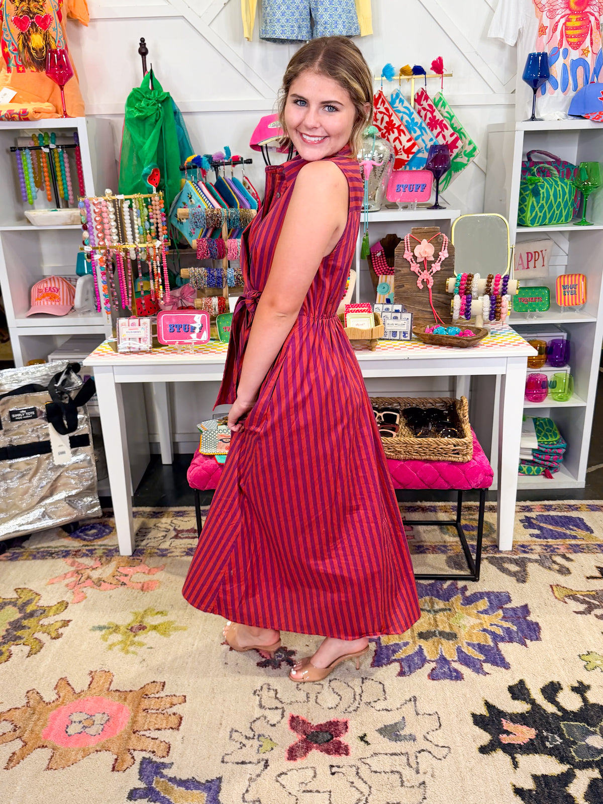 Jenni Striped Midi Dress