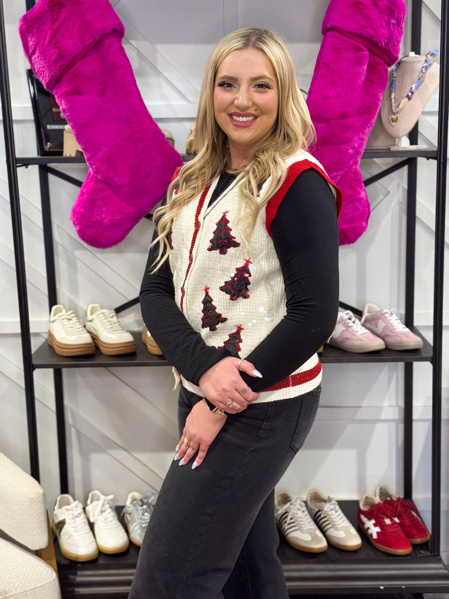 Sequin Ivory Sweater Vest