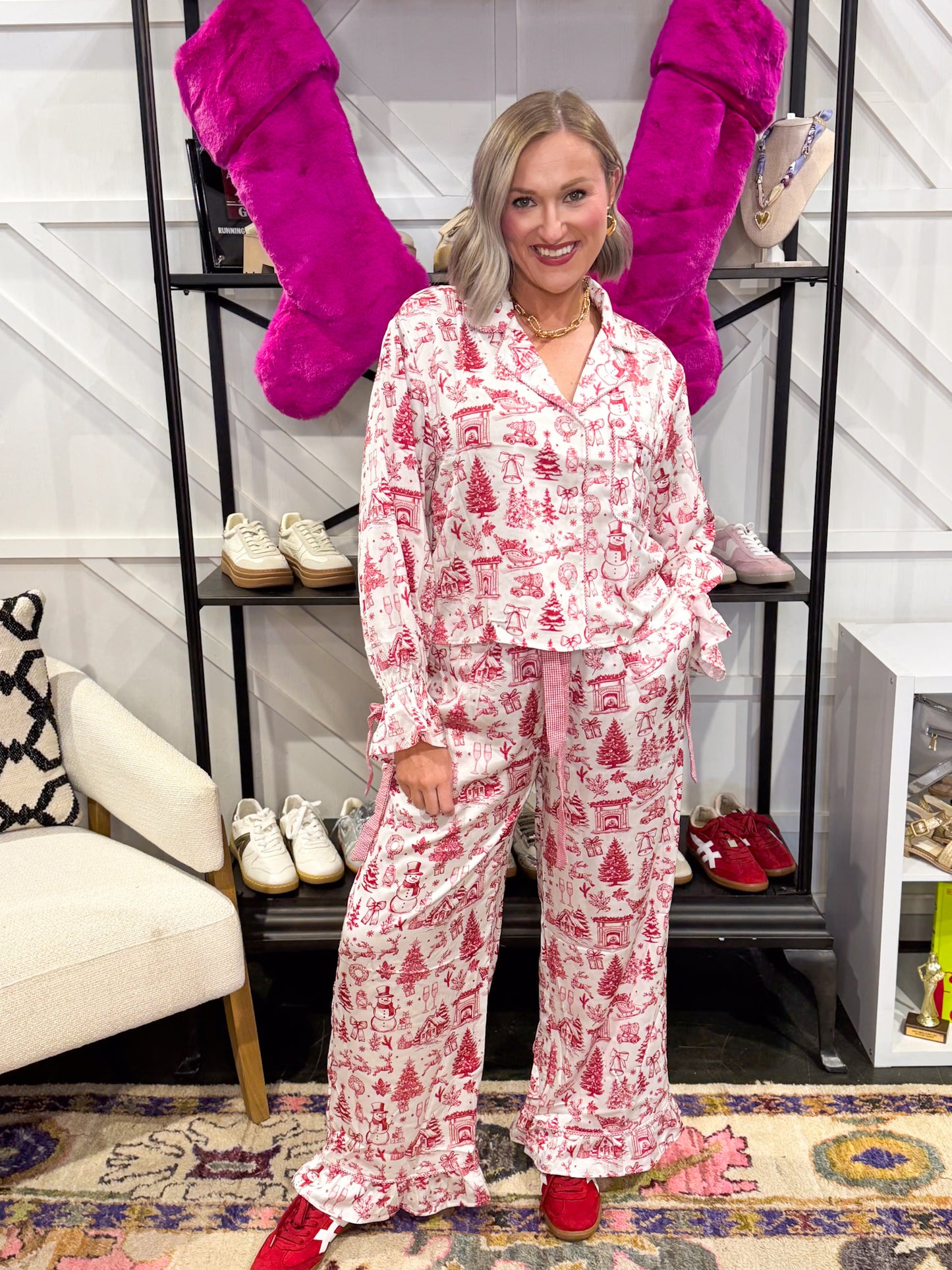 Christmas Satin Gingham PJ Set