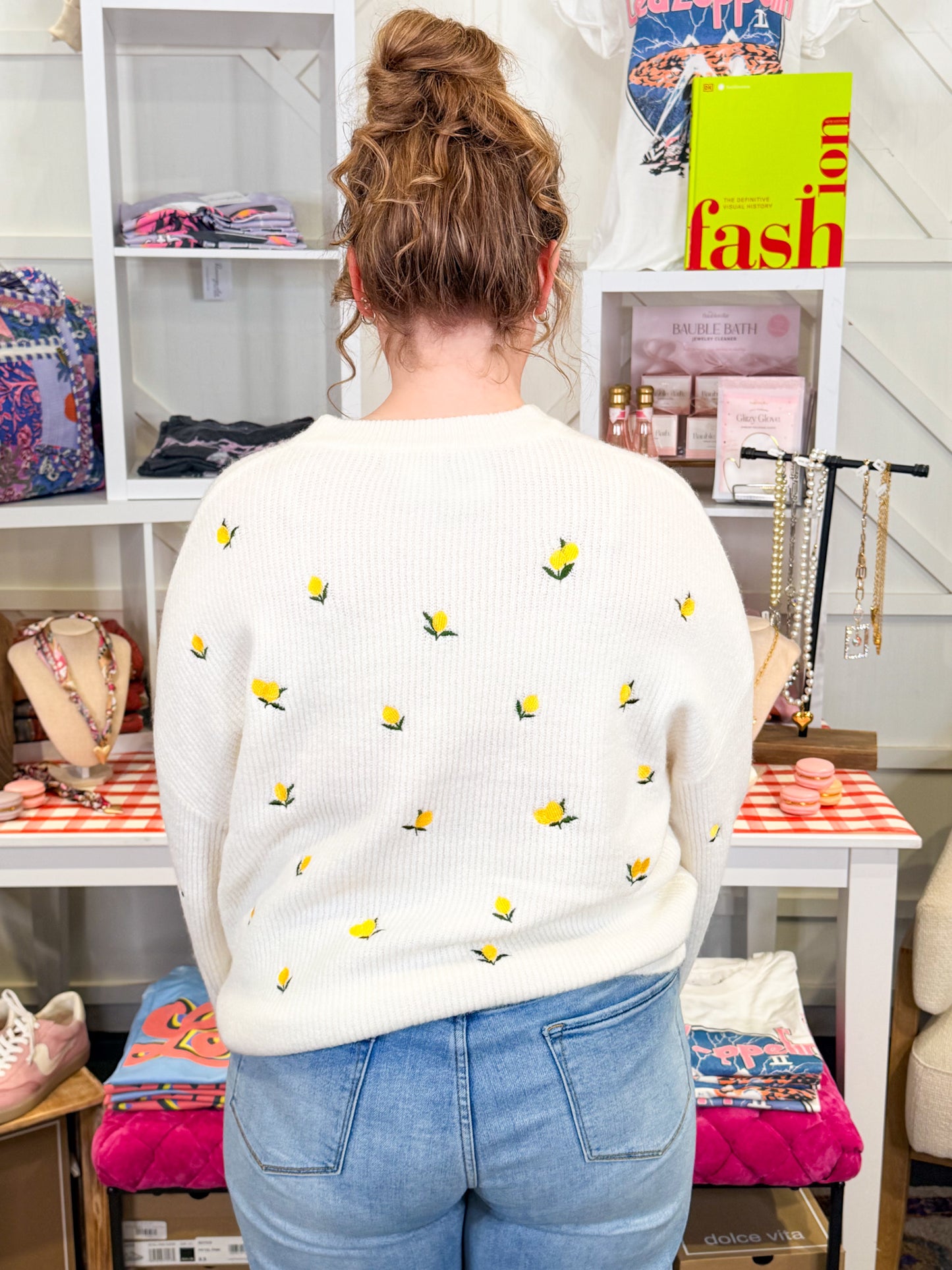Lemon Embroidered Sweater