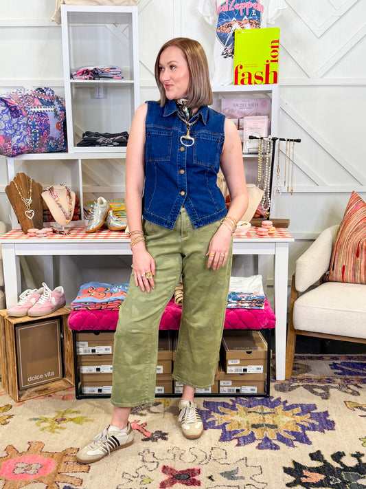 Stone Washed Denim Vest